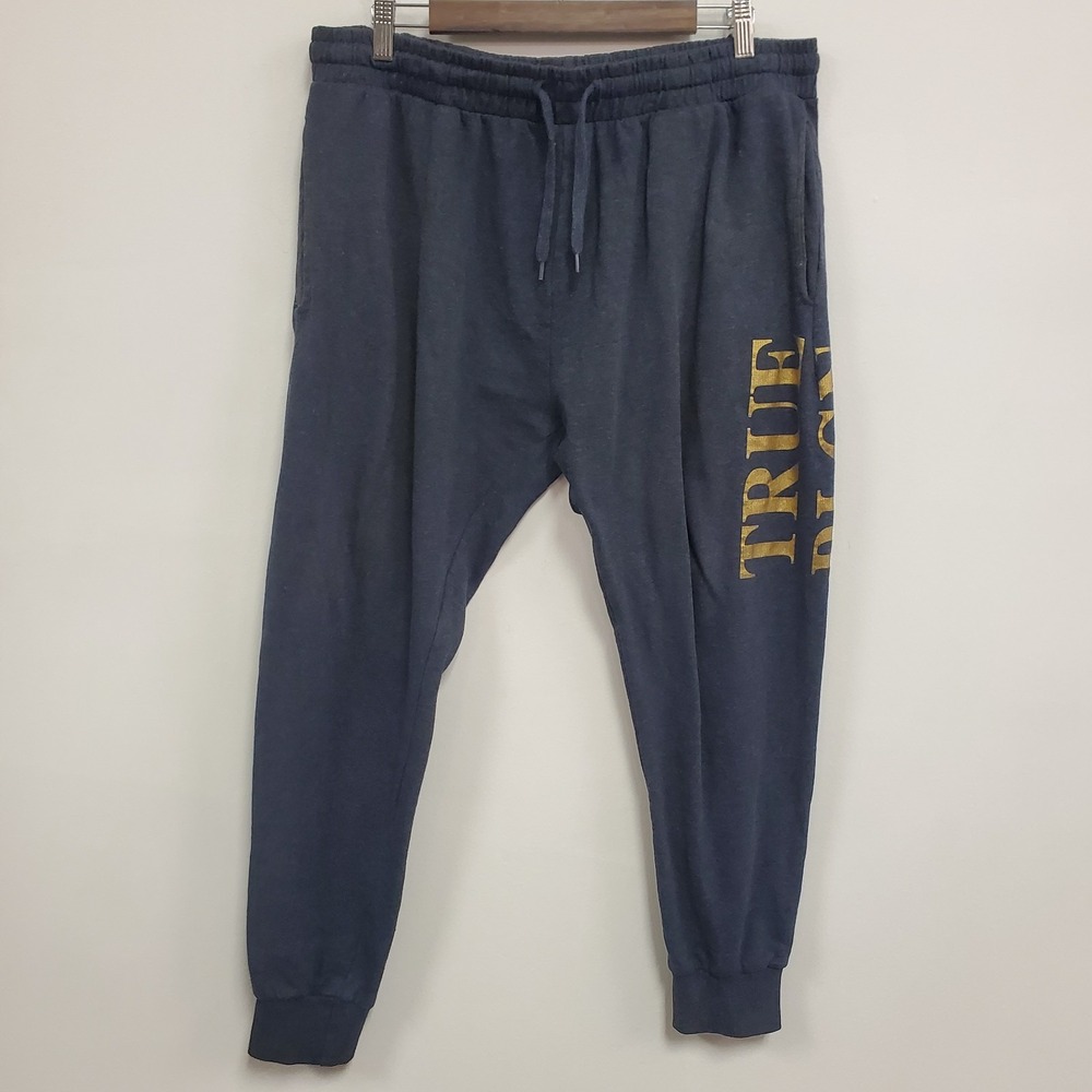 True Religion Mens Spellout Joggers Size XL Gray Athleisure Workout Gym‎ Fitness